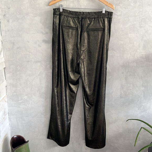 NWOT Joie Black and Gold Metallic wide leg trouser, Size 1x - Picture 6 of 7